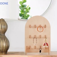OONE Earring Display Rack, Wooden Arch Jewelry Storage Rack, Multifunctional 3 Layers Hook Style Det