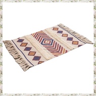 (UJCZ) 60X90cm Retro Bohemian Hand Woven Tassel Carpet for Room Window Bedside Linen Rug Table Runne