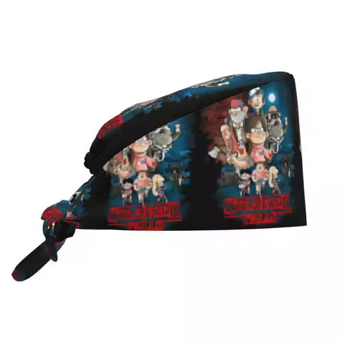 Gravity Falls Stranger Falls Scrubs Cap Surgical Hats Men Women Anime Cartoon Operating Room Cap Ope
