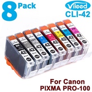 【Malay Spot】 Vileed 8 Pack Cli-42 For Canon Full Set Print Ink Cartridge 42 Cli42 Bk Black + Gy Gray