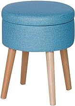Bench-GAOTIAN Foot Stool Ottoman Storage Home Living Room Round Footstool Shoe Stools Bed End Bench Children Toy Box Wooden Support, 8 Colors (Color : Blue#A, Size : 36.5X43.5CM)