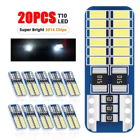 10/20PC T10 W5W LED Canbus 3014 24SMD No Error 194 168 T10 LED Car Interior Instrument Light Bulb La