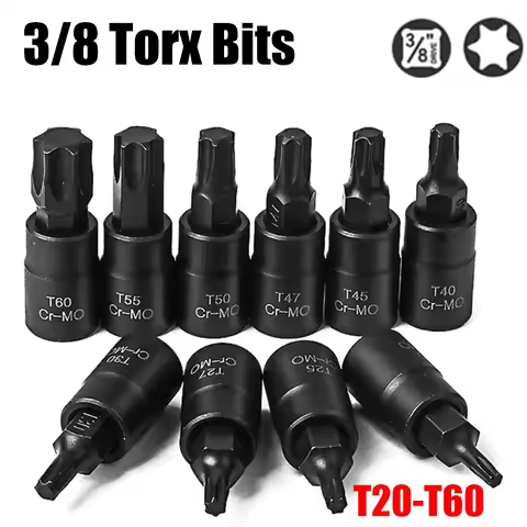 3/8" Torx Screwdriver Bits 3/8 Inch Drive Socket Hand Tools T20 T25 T27 T30 T40 T45 T47 T50 T55 T60