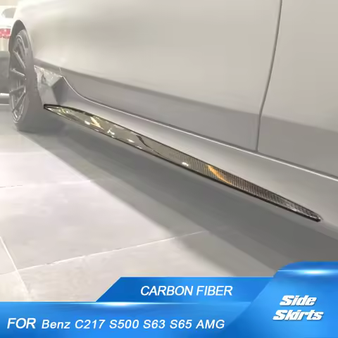 Carbon Fiber Car Side Skirts Extension Spoiler Lip for Mercedes-Benz C217 S500 S550 S560 S63 AMG S65
