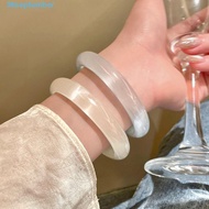 SEPTEMBER Chinese Style Bangle, Geometric Round Circular Bracelet, Temperament Ancient Style White M