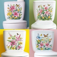 29*29cm Flowers Butterflies Children's Bedroom Toilet Stickers Home Decoration Wall Stickers Self-ad