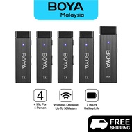 BOYA BY-W4 Ultracompact 2.4GHz Four-Channel Wireless Microphone System. 4 Mic For 4 Person