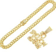 Hip Hop English 30 BILLON GANG Necklace 30 Billion GANG GANG Gold Silver Full Diamond Cuban Chain RI