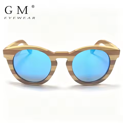 GM Color Bamboo Oval Sunglasses Wood Polarized Sunglasses Men Women Fashion Glasses UV400 Protection
