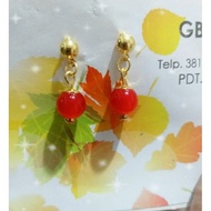 Anting tusuk batu giok simple, Anting batu giok anggun