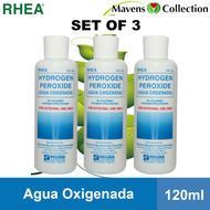 RHEA Hydrogen Peroxide (Agua Oxigenada) 20 Volumes 120mL (Set of 3) by MAVENS COLLECTION