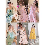 Cute Spaghetti Dress Sleepwear Dress For Women Pajama Duster