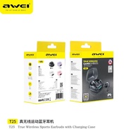 AWEI T25 WIRELESS EARPHONE TWS BLUETOOTH 5.3 SPORT EARBUDS WITH MIC IN-EAR HEADSET DNS NOISE REDUCTION