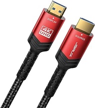 JSAUX 4K Fiber Optic Long HDMI Cable 100 ft 18Gbps High Speed HDMI 2.0 Braided Cord, 4K 60Hz HDR, 2K 1440P 144Hz, 1080p, HDCP 2.2, 3D, ARC, Ethernet Compatible for Monitor TV PC PS5 PS4 Blu-ray -Red