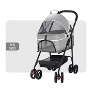 QY*Pet Stroller Dog Cat Portable Foldable out Pet Trolley Small Dog Outdoor Travel Stroller Cat