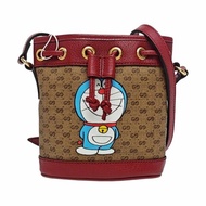GUCCI Doraemon X Gucci 迷你多色塗層帆布老花印花單肩包 金色五金 9.9新