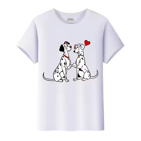 Kawaii Disney 101 Dalmatians Dog Animal T-Shirt Boy O-Neck Tshirt Harajuku Loose Tops Man Blouses Ki