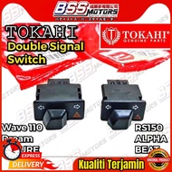 Tokahi Double Signal Switch Button Hazard Honda RS150 Wave Alpha Dash Future EX5 Dream Beat Vario Light Relay Apido