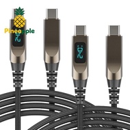 [Pine-t] 240W Fast Charging USB C to USB C Cable 5A Digital Display Braided Data Cord for Gaming Pho