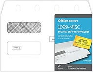 Office Depot Brand Double-Window Self-Seal Envelopes For Form 1099, 5 5/8" x 9", White, Pack Of 25 E