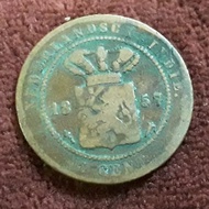 koin benggol 1 cent 1857 Nederl Indie
