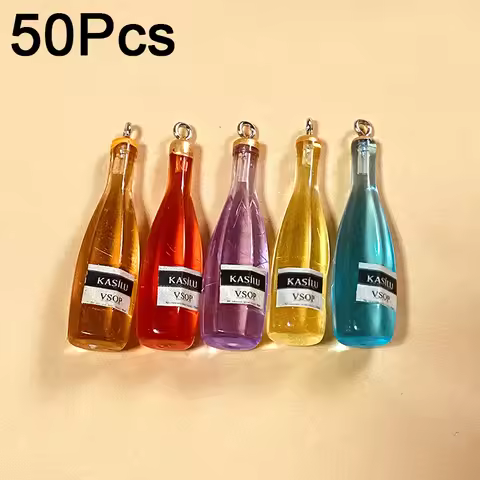 50pcs/Pack Bulk Wholesale Mini Liquor Bottle Resin Charms Funny Miniature Drink Pendant For Earring 