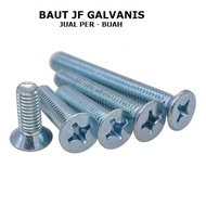 MESIN JF m Bolt 6 x 25 mm Galvanized Flat Head Furniture Electronic Bolt Flat Screwdriver Head Bolt 