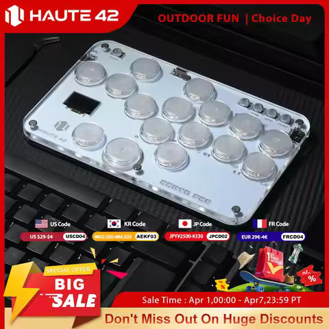 Haute42 Arcade Joystick Hitbox Leverless Controller Fight Sticks For PC / Ps4 /Switch Mini Hitbox Fi