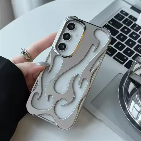 New 3D Flame pattern Case For Samsung Galaxy S25 S24 S22 S23 Ultra Plus A16 A06 A55 Fashion Hollow S