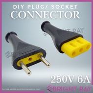 6A 250V 2 Pin Plug Male / Female DIY Plug 2 Pin Socket Plug Connector Plug Socket Kepala Plug Socket