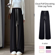 【Malaysia stock】Drawstring Wide Leg Pants Cloud Casual Pants Thin Women Puff Pants Jacquard mlily.my