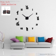 [Meimeier] Diy Mirror Wall Sticker Wall Clock Oversized Living Room Bedroom Creative Clock 3D Clock