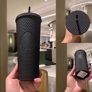 全新starbucks星巴克杯星巴克鑽石榴蓮杯啞面黑吸管杯星巴克大容710ml