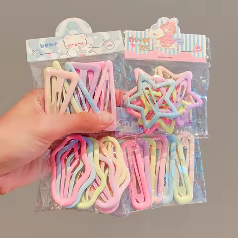 7 Pcs/Set New Children Sweet Color Star Geometric Ornament Hair Clips Baby Girls Clouds Barrettes Ha