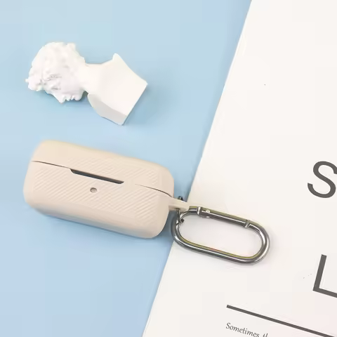 Silicone Earphone Case Solid Color Fall Prevention Earphone Protective Cover Stripe Pattern Storage