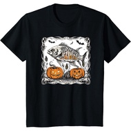 Halloween Fish Skeleton Funny Spooky Fish bone graphic T-Shirt for kids