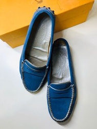 Tod’s 35.5 23.5 淺藍色 水藍 深藍色 銀邊 豆豆鞋 休閒鞋 室內鞋 包鞋 方頭鞋 圓頭鞋 平底鞋 娃娃鞋 樂福鞋