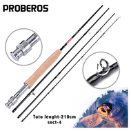 PROBEROS Fly Fishing Rod 7FT 2.1M 4 Section Line Wt 3/4 5/6 7/8 Fishing Pole Soft Cork Handle Ultra Light Jig Fly Rod Fishing Tackle Accessories FLRD007