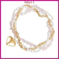LID Heart Neck Chain Beads Necklace Adjustable Chain Necklace Neck Jewelry for Daily