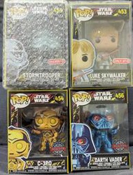 （全新)  四款合售 FUNKO POP  星際大戰 漫畫復古風 路克 白兵 黑武士 C-3PO