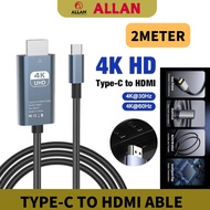 ALLAN Type-C To HDMI Adapter 2M 4K30/60HZ USB C Cable Laptop/Tablet/Phone to TV Connector Projector