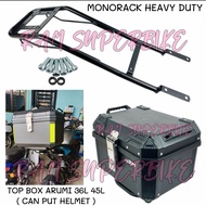 CFMOTO 250NK LITE TOP BOX PLASTIC ARUMI 36L 45L & MONORACK HEAVY DUTY CF MOTO 250 NK CARRIER RACK TA