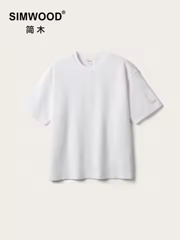 SIMWOOD 2026 Summer Super Loose 300gsm Breathable Pique Fabric T-shirts Men Plus Size Tops