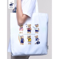 Beverly Hills Polo Club Classic Bear Print Casual Hair Canvas Bag