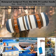 Coya Cozy Double/Three Layer Waterproof Sandproof PU Leather Handle Picnic Mat Outdoor Camping Beach