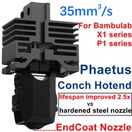 Phaetus Conch Hotend EndCoat Nozzle For Bambulab X1 X1C P1P P1S High Wear-resistance High Flow For B
