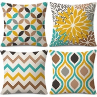 Yellow Geometry Triangle Flower Pattern Cushion Cover 40x40/45x45/50x50/55x55/60x60cm Linen Pillow C