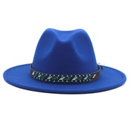 Fedora Hat with Belt for Men Women Fashionable Felt Cap