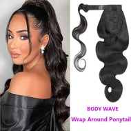 100% Human Hair Body Wave Ponytail Extension Wrap Around Ponytail Human Hair Extension Fashion Type 