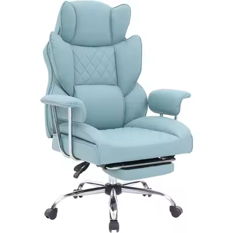 Executive Office Chair with Footrest, Ergonomic High Back Desk Chair with Lumbar Support, Reclining 